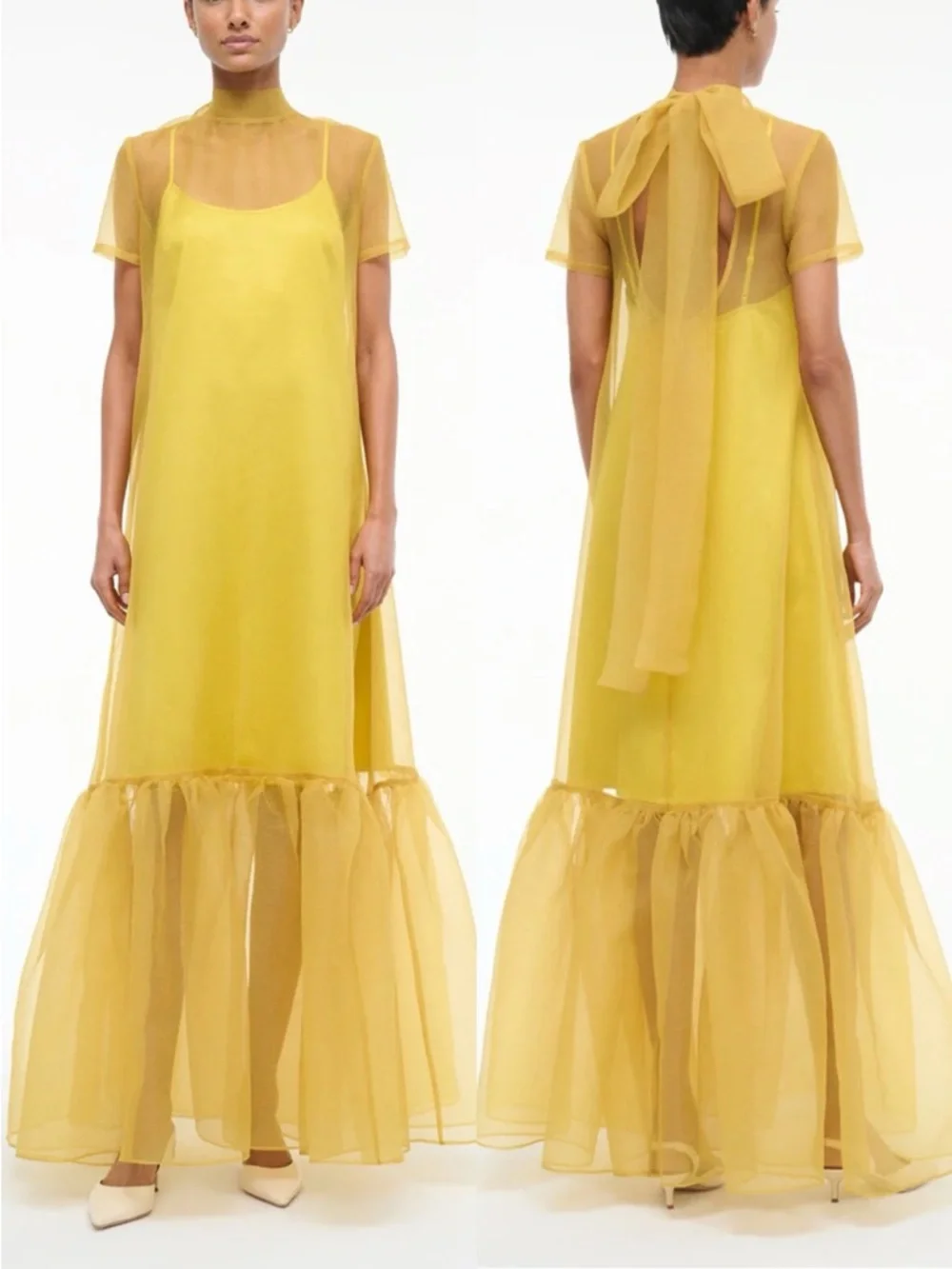 STAUD Calluna Maxi Dress in Chartreuse - Picture 2 of 10